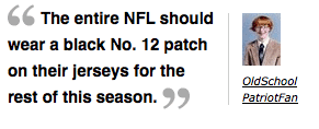 Screen capture from ESPN.com of Patriot fan on Brady injury