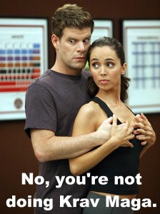 Kevin attacks Eliza Dushku from behind
