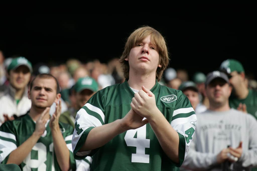 New York Jets vs Jacksonville Jaguars Military Ceremony Fan claps during military ceremony at Jets vs Jaguars